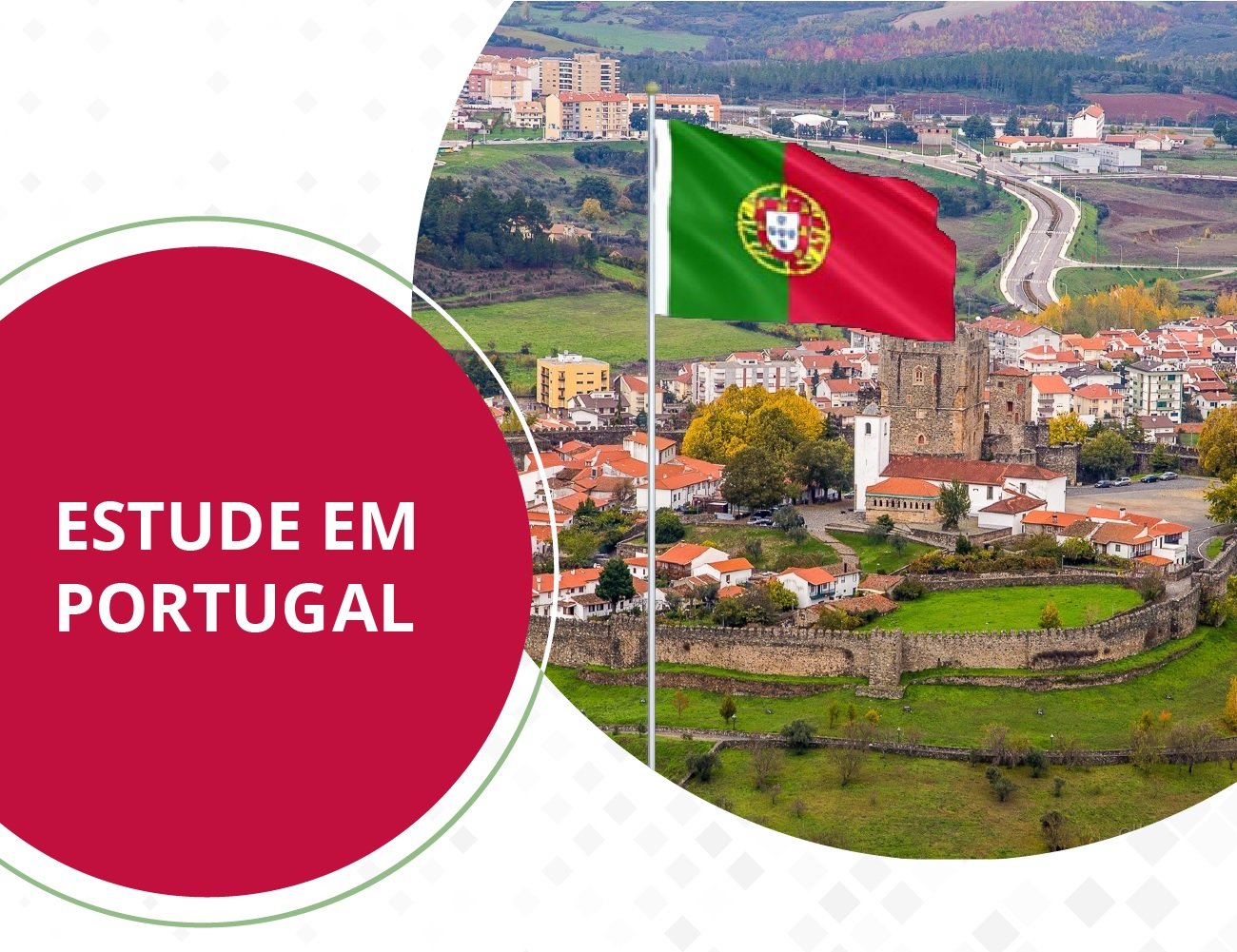 Imagem da cidade de Bragança, com o título Estude em Portugal
